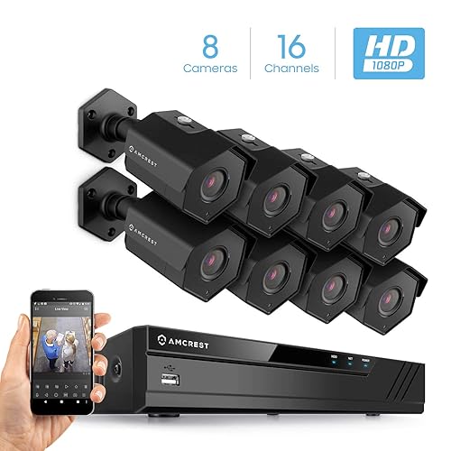 Amcrest 2MP 1080P Security Camera System, w/ 4K 16CH (8-Port PoE
