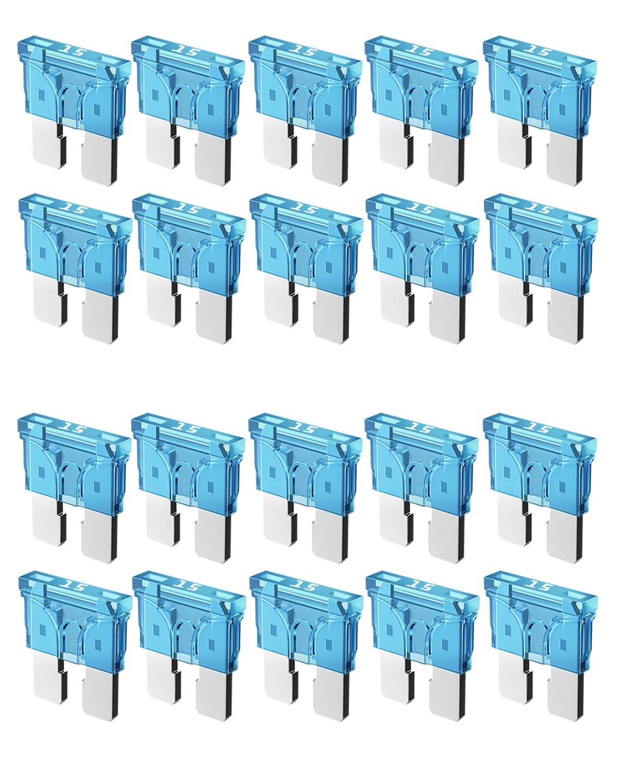 Photo 1 of Riseuvo 20pcs 15A Standard Car Fuses - 15 AMP Automotive Fuses(ATO/APR/ATS), 32V (12/24V) Blade Fuse for RV/Truck/SUV