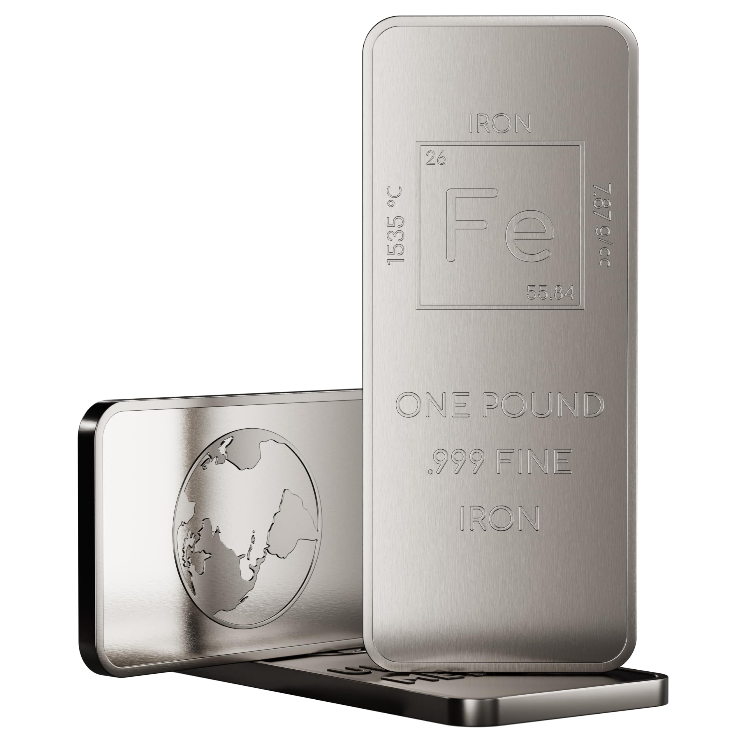 Photo 1 of 1 Pound Iron Bar Bullion Paperweight with Element Design - .999 Pure Iron Bar by Unique Metals