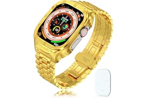 SAN JEIRIE Stainless Steel Case/Band for Apple Watch Band 49mm 45mm 44mm 42mm-Rugged Metal Apple Watch Case and Strap for Men iWatch Band Series 9/8/7/6/5/4/3/2/1/Ultra/Ultra 2/SE