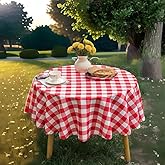 MANGATA CASA Red Gingham Round Tablecloth-Checkered Table Cloth Waterproof Kitchen & Table Linens-Polyester Buffalo Plaid Wrinkle Free Table Cover(Red 60R inch)