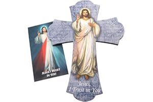 Westmon Works Divine Mercy Wall Cross Set with Holy Card Jesus I Trust in You Home Decor, Blue