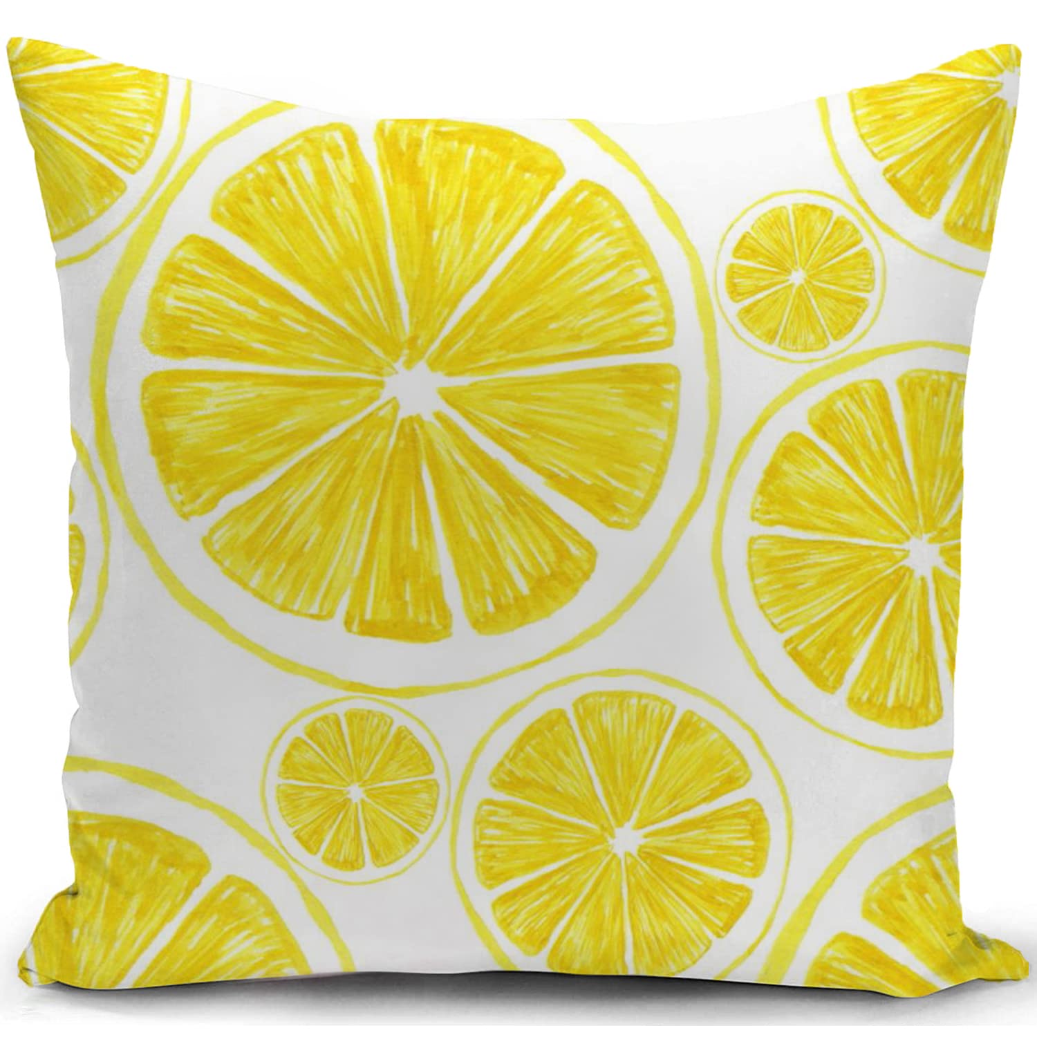 KUNQIAN Lemon Cushion Cover Yellwo Outdoor Lemon Gifts Summer Throw Pillow Case Decorations for Home Livingroom Couch Bed Sofa Decor 18"x18" — image 1
