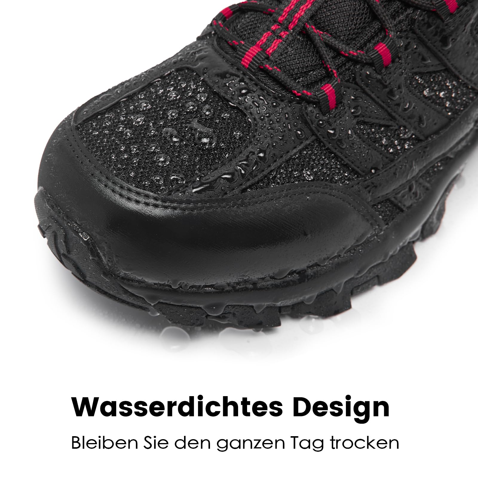 Herren Wanderschuhe Wasserdicht Leicht Trekkingschuhe Schwarz/Rot 43 2