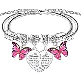 BESPMOSP 2PCs Auntie Niece Heart Matching Bracelet for Women Aunt Gifts from Niece Birthday Gifts for Auntie Bracelet Butterfly Charm Bracelet Jewelry Gifts