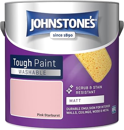 Johnstone's Washable Matt Emulsion Paint Pink Starburst Durable Stain Resistant