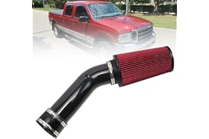 RULLINE 4" Air Intake System Air Intake Pipe with Oiled Filter Compatible with Ford F250 F350 F450 7.3L Powerstroke Diesel 1999.5-2003 Red