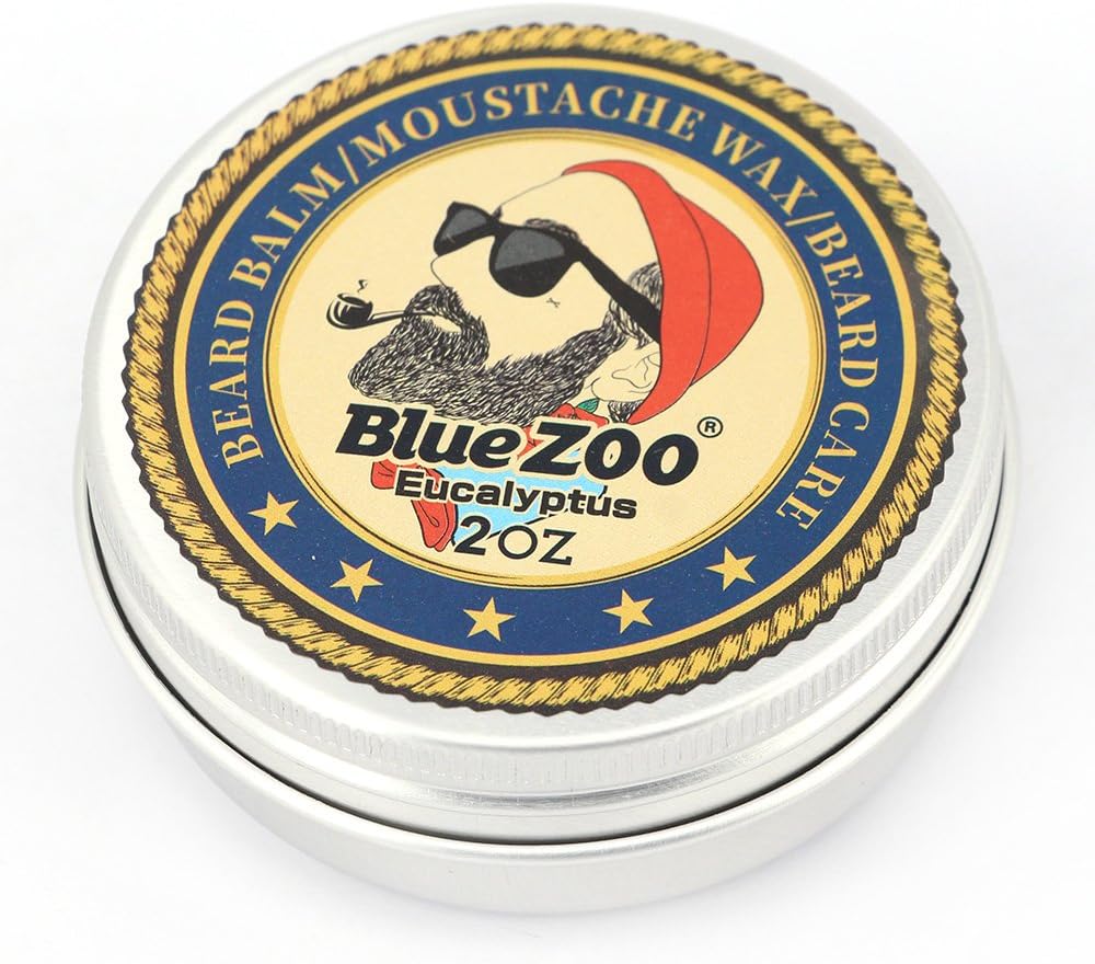 BlueZOO Beard Balm Leave-in Conditioner for Men Care Made with Natural and Organic Ingredients-2OZ Eucalyptus Scent