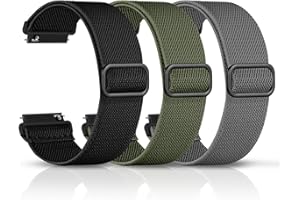DaQin 3 Pack Nylon Watch Bands Compatible with 16mm 18mm 20mm 22mm Quick Release Watch Band, Adjustable Soft Stretchy Solo Loop Strap Elastic Braided Relacement Wristband for Men Women