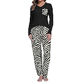 COSSEN Women’s Pajama Set 2 Piece Super Soft Sleepwear Short Sleeve Top and Pants with Pockets Long Sleeve PJ Sets