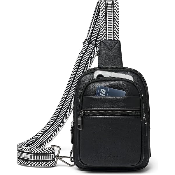 Men's Canvas & Leather Sling Bag - Crossbody Chest Backpack, Adjustable Strap, Multiple Pockets - View #4