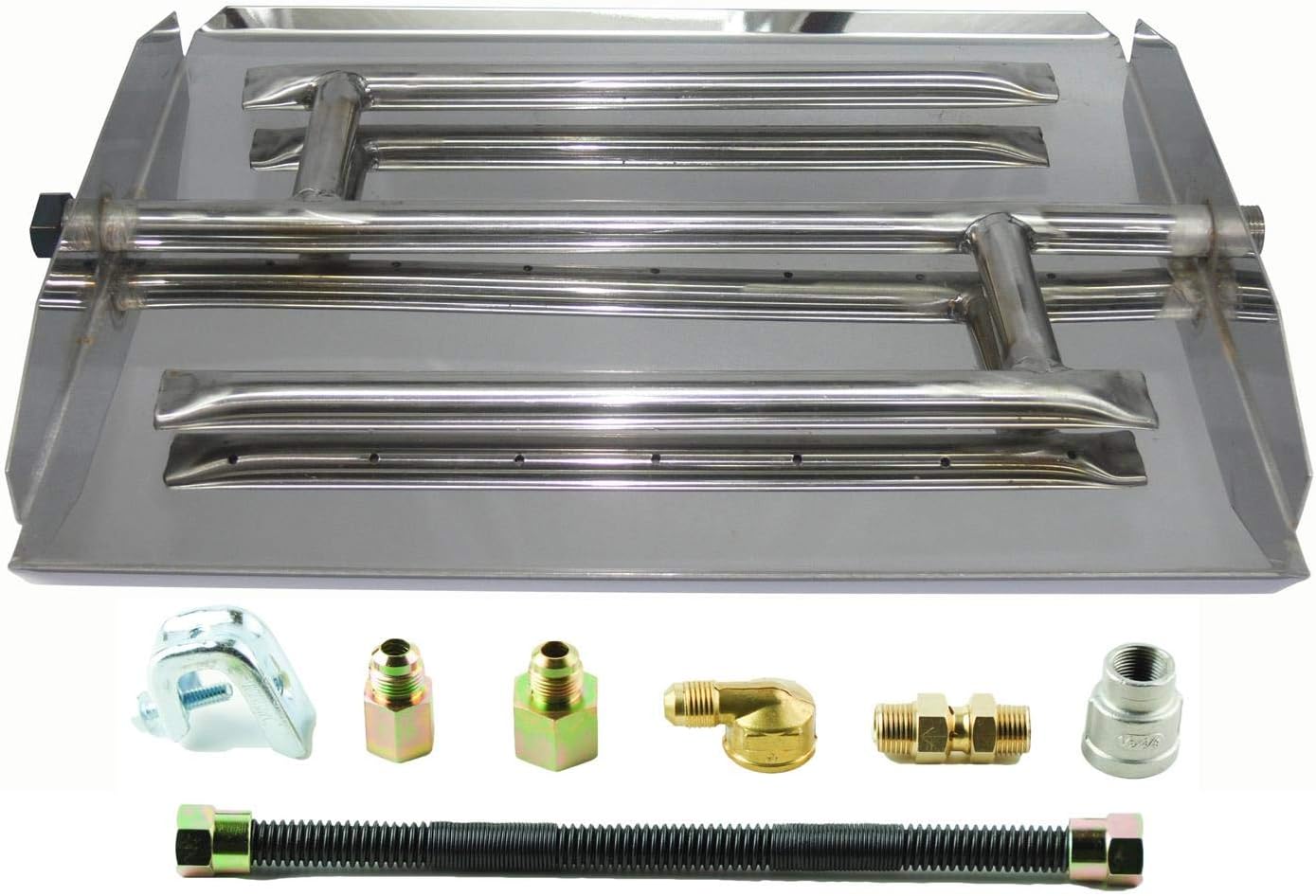 Dreffco 17 Inch Triple Gas Fireplace Burner Kit NG or LP (Now in Stainless Steel!)