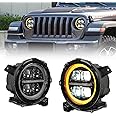 Archaic Full LED Headlights for Jeep Gladiator/Wrangler 2018-2025, 4 Projector 9 Inch Round Head Lamp Assemblies for JL/JLU/JT, Head Light with Sequential turn signal, Plug&Play, Pair