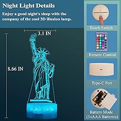 POSSHE Statue of Liberty Night Light, Statue of
