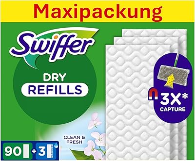 Swiffer Bodenwischer Nachfüllpackung, 90 Trockene Und 3 Feuchte Bodentücher, Nimmt Schmutz Auf Und Schließt Ihn Ein