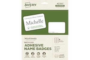 EcoFriendly Adhesive Name Badge Labels, Laser/Inkjet, 2-1/3"