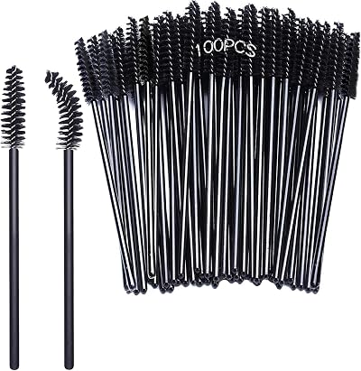 ILLUVA Disposable Eyelash Brush 100 PCS Eyebrow Mascara Applicator Wands Black