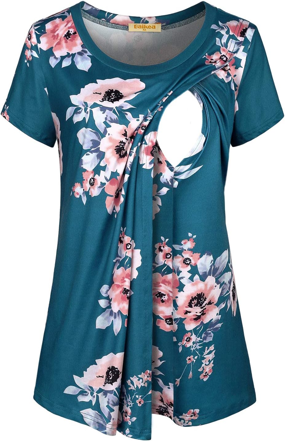Maternity Nursing Tops, Women Round Neck Short Sleeve Breastfeeding Shirts Layering Pregnant Tunics