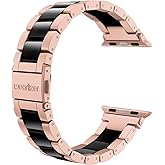 Wearlizer Compatible with Apple Watch Bands 38/40/41/42mm Womens Wristband for iWatch SE Stainless Steel Black Resin Stylish Metal Replacement for iWatch Series 11 10 9 8 7 6 5 4 3 SE/Ultra 3 2 1