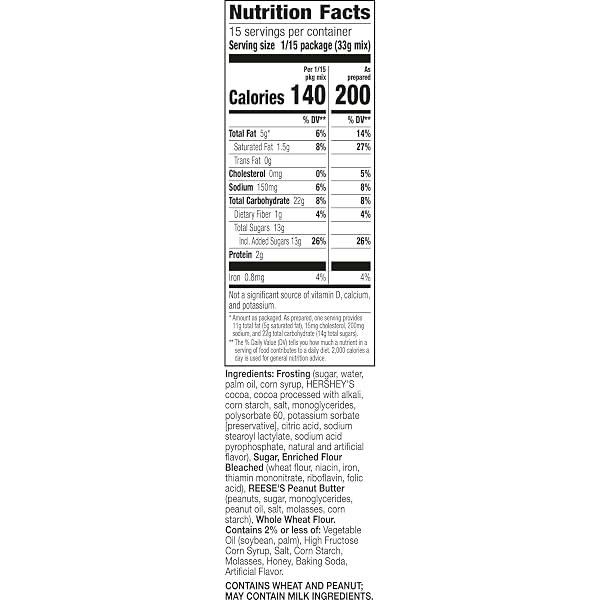 BETTY CROCKER REESE’S PEANUT BUTTER NO BAKE BARS MIX WITH HERSHEY’S MILK CHOCOLATE FROSTING, 17.3 OZ