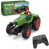 Uarzt Remote Control Tractor Toys for Kids 3-5, RC Tractor Toy with Farmer &amp; Light,1:24 Scale, Rechargeable Farm Toy Tractor for Toddler Toy Set Birthday Gifts for 3 4 5 Year Old Kids Boys Girls
