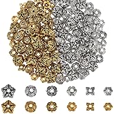 CRAFTYMELODY 240Pcs Flower Alloy Bead Caps 12 Styles Flower Metal Bead Caps Floral Filigree Tibetan Style Spacer Bulk for Bracelet Necklace Earrings Jewelry Making Supplies