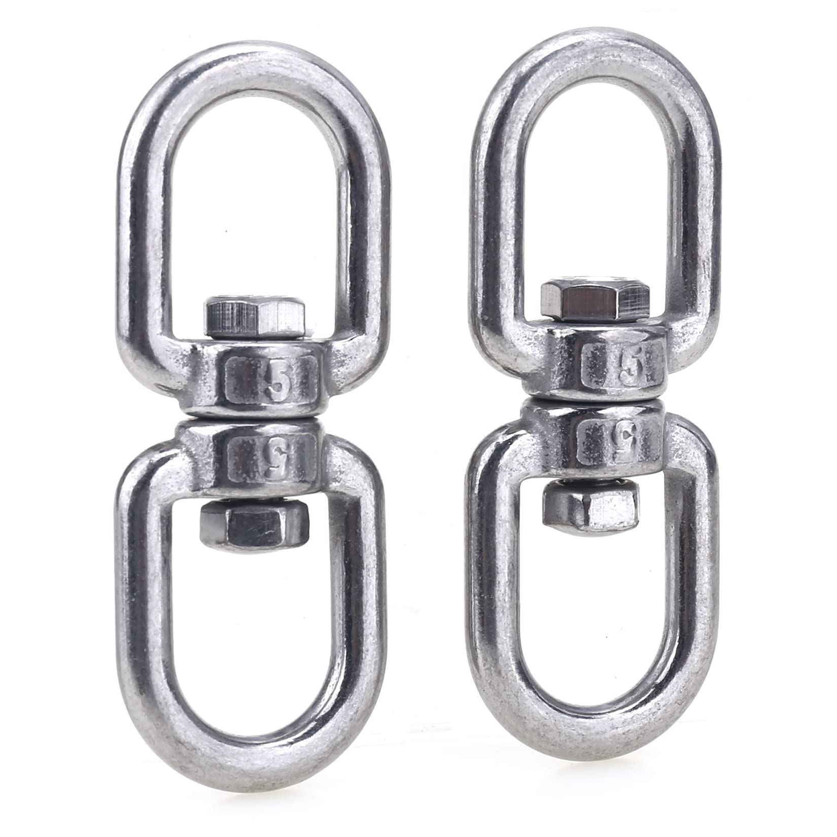 SUPDMZJ (2PCS M5 Stainless Steel Swivel Ring Double End Swivel Eye Hook Stainless Steel Eye-to-Eye Swivel Shackle Ring Connector, Suspended Swivel.