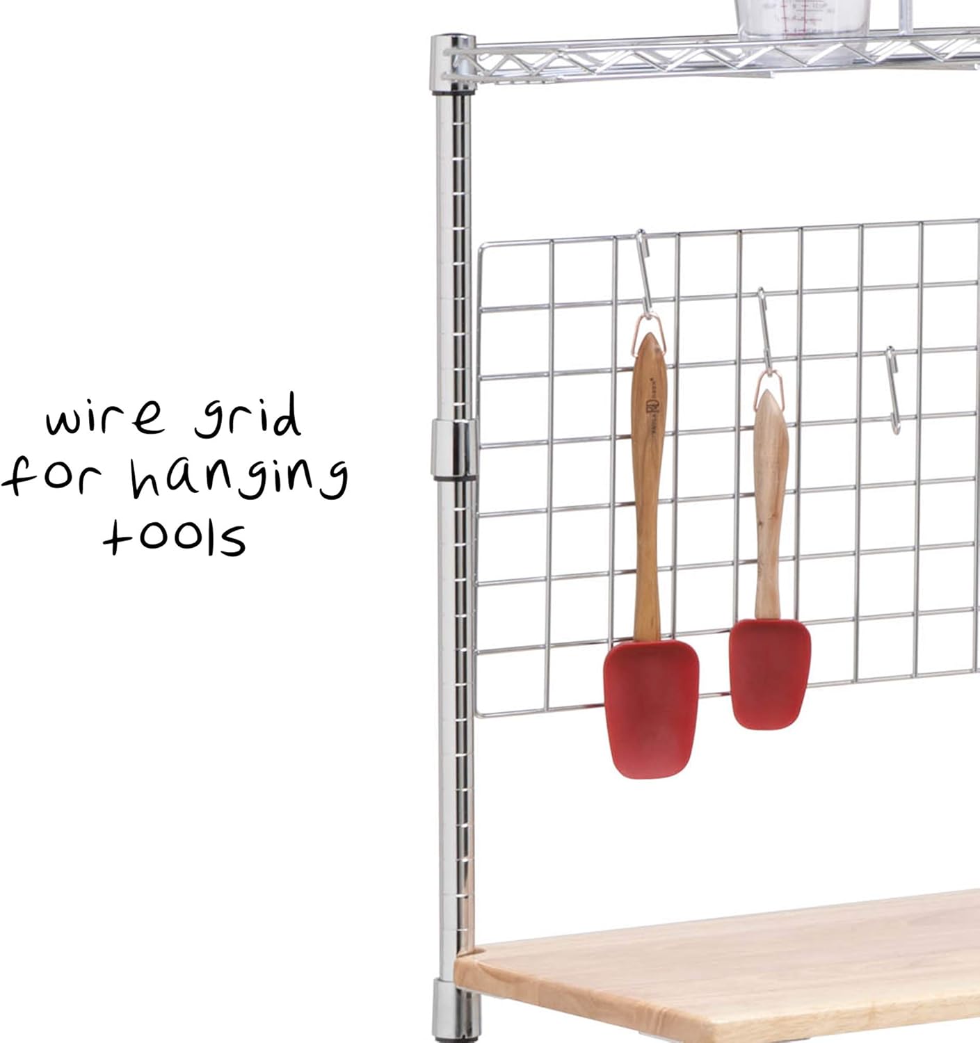 Honey-Can-Do SHF-04347 Microwave Bakers Rack with Adjustable Shelf, Chrome, 17L x 23W x 59H: Home & Kitchen