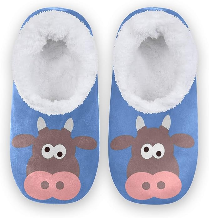 Women's Slippers Cow Plush Cotton Slippers AntiSlip Home