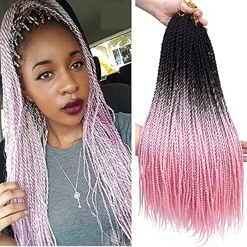 Yolana Black Pink 24 Crochet Senegalese Twist Braids Hair Small