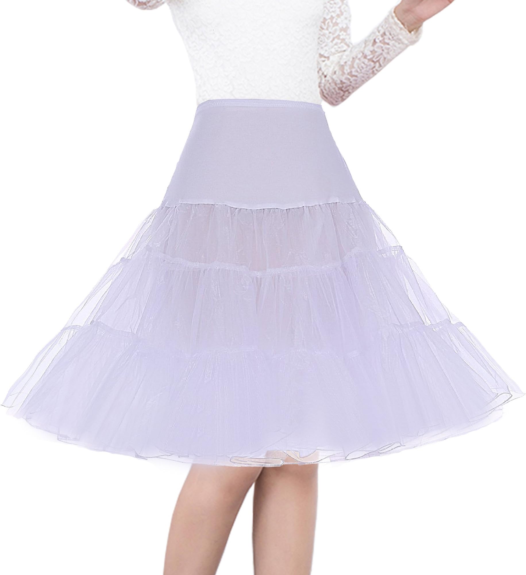 ShimalyWomen's 50s Vintage Petticoat 26" Crinoline Rockabilly Tutu Skirt Slip S-3XL