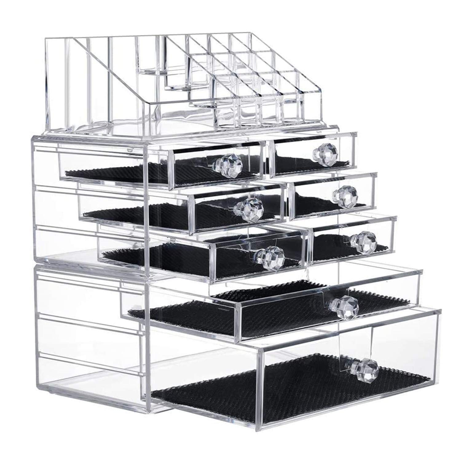 iPEGTOP Large Clear Acrylic Cosmetic Make up Organiser, 3 Tier Stackable 8 Drawers Makeup and Jewelry Storage Boxes Lipsticks Nail Polish Brushes Display Organizer for Bathroom Counter Dresser