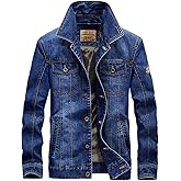 ebossy Men's Casual Distressed Denim Jacket Button Up Long Sleeve Trucker Moto Jean Coat