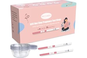 ACCUBIO Pregnancy Test Strips with Urine Cups, 10 Count Individually Wrapped hCG Early Detection Home Tests Over 99% Accurate, Rapid Early Detection Pregnancy Test Strip 25mIU/mL