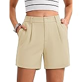 MAGCOMSEN Shorts for Women Dressy Casual Summer Pleated Tailored Back Elastic Waist Trouser Shorts with Pockets
