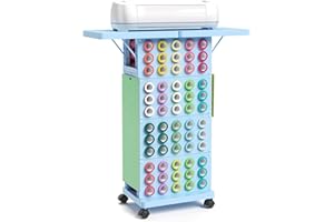 Sunnacate Craft Storage Cart Compatible with Cricut Machine, 60 Vinyl Roll Holders, Rolling Craft Desk Heat Press Table Stand, Mobile Vinyl Roll Holder Rack for Blueprints Gift Wrap Craft Organizers