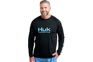 HUK Mens Pursuit Vented Long Sleeve Shirt, +30 UPF Fishing Shirt