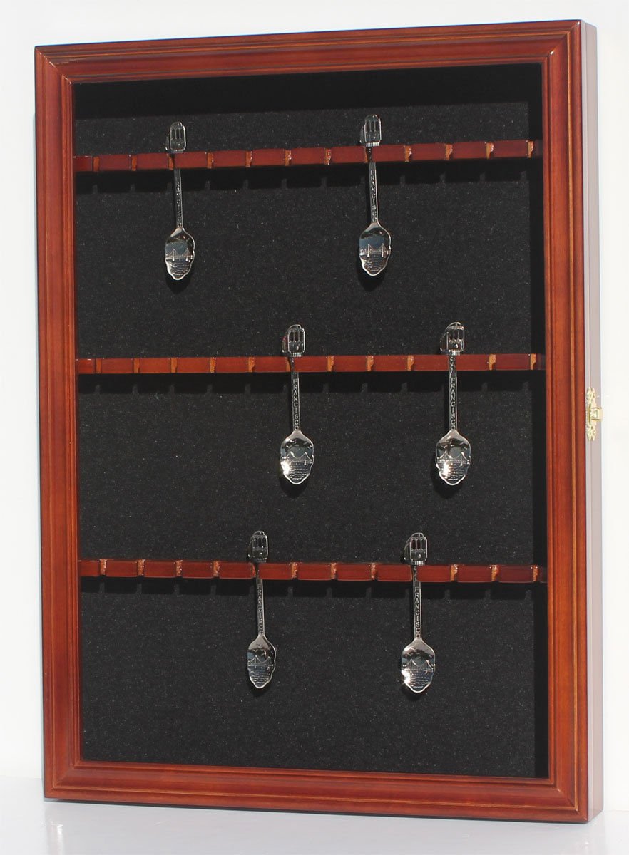 Mahogany Wall Shadow Box Display Case To Hold 36 Souvenir