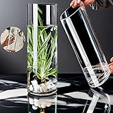 Acrylic Cylinder Plastic Vase for Centerpiece, Unbreakable Hurricane Tall Large Plastic Vases for Proposals Wedding, Hydroponic Decor Base Set of 2 with DIY Stickers (D 4" + D 4.8" X H 15.8" Clear)
