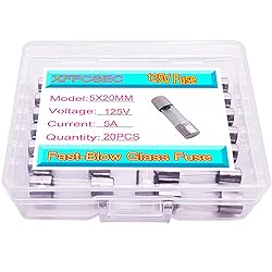 XFFCSEC 5 Amp Fuse 125V Mini Glass Fuses for