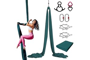 PRIOR FITNESS Aerial Silks Set, 10 Yards Premium Low Stretch Aerial Fabric with Certified Rigging Hardware, Family Yoga Starter Kit for Home, Yoga Swing Silks for All Levels, Anti-Gravity Inversions with Guide