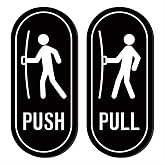 Push Pull Sign (2-Pack) &ndash; Premium Durable Acrylic Material, Super Strong Self-Adhesive, Quick Installation, Perfect for Your Home, Business, Store, and Caf&eacute; Front Doors (5 x 2.2 Inches, Black/white 2)