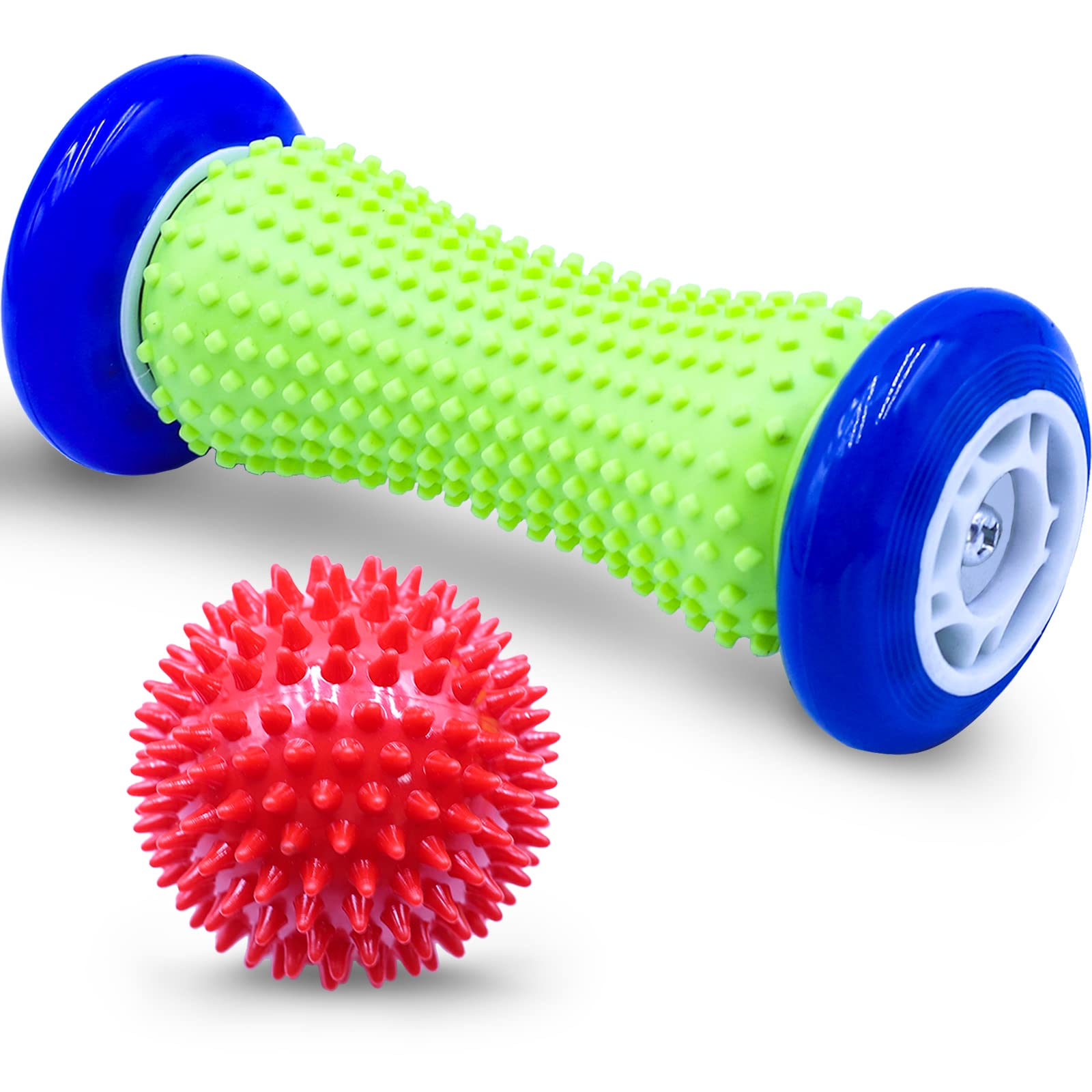 Foot Massage Roller Stick Wrists and Hard Spiky Ball Set for Plantar Fasciitis Recovery,Wrists and Forearms Exercise,Arm Pain,Relieve Stress and Loosen Tight Muscles in Feet,Hands,Arms,and Legs