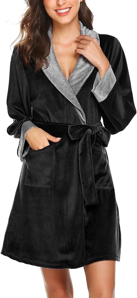 Ekouaer Bath Robe for Womens Plush Soft Fleece Bathrobes Night Robes