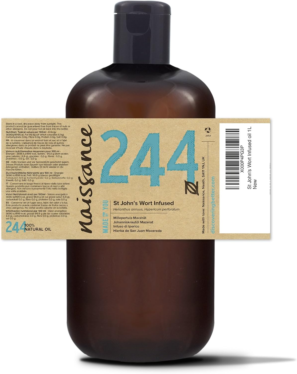 Naissance St John's Wort Oil (No. 244), 900ml, Pure, Natural, Infused in Sunflower Oil - Image 4
