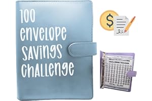 100 Envelope Challenge Binder, Savings Challenges Sheets，Easy and Fun Way to Save $5,050, Budget Binder with Cash Envelopes, 