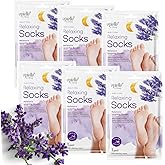 Epielle Relaxing Foot Mask 6 Pairs, Soften and Restore with Melatonin & Lavender Extract, Deep Moisturizing Socks for Dry, Cracked Feet, Self Care Gifts for Women, Spa Kit, Stocking Stuffers