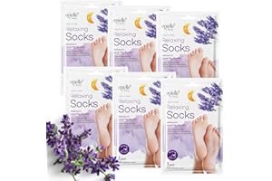 Epielle Relaxing Foot Mask 6 Pairs, Deep Moisturizing Socks for Dry, Cracked Feet, Self Care Gifts for Women, Spa Kit, Stocking Stuffers, Thanksgiving Essentials