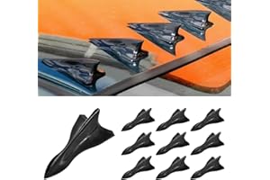 QKYS 10PCS Self-Adhesive Car Diffuser Shark Fin Kit, Waterproof Air Vortex Generator, Compatible with Pointed Spoiler Roof Wing Car Exterior Decoration Accessories Universal for Most Cars (Black)