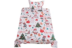 ADASMILE A & S Christmas Sheets Twin Size for Kids Boys Girls Cute Santa Claus Sheets with Deep Pocket Fitted Sheet Cartoon Xmas Tree Snowman Theme Bed Sheets Whiter Xmas Gift Bedroom Decor